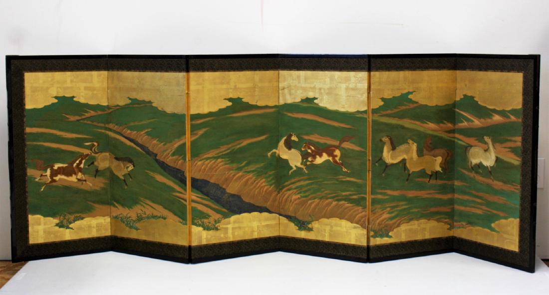 Chinese Six(6) Panel Painted Table Screen (1 of 7)