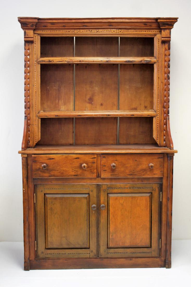 Early Country Pine Stepback Cupboard (1 of 5)