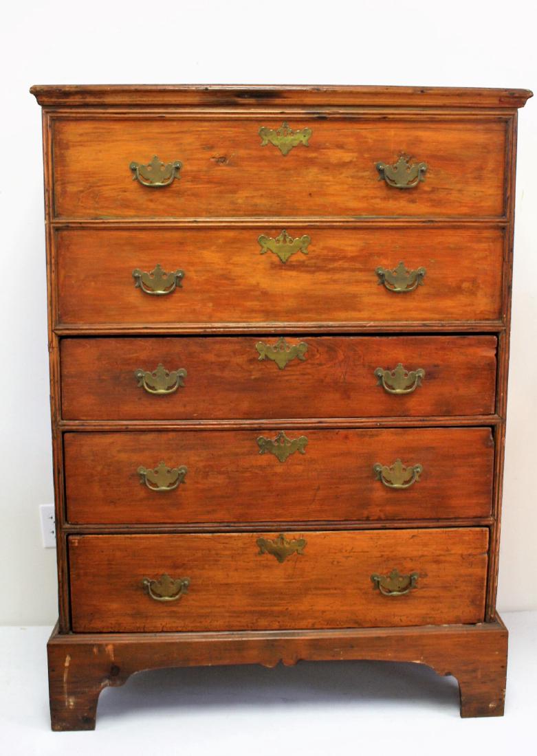 Early Country Chippendale  Pine Tall Chest (1 of 5)