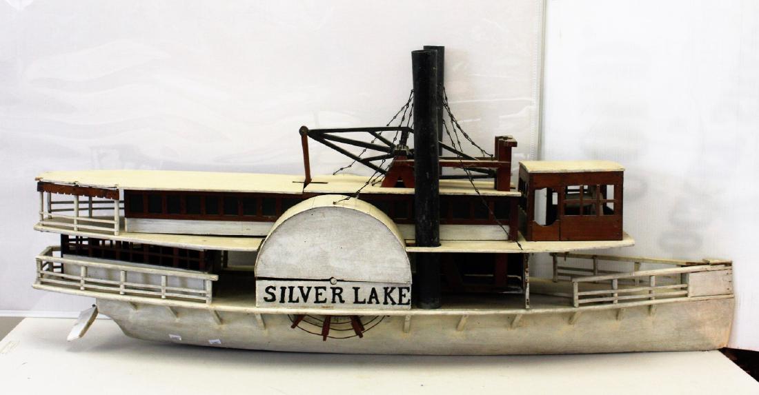 Folk Art Painted Wood Paddle Wheeler - Silver Lake (1 of 7)