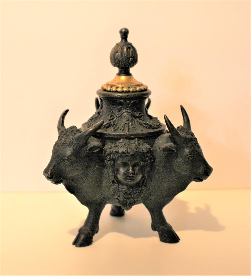 Unusual 19thC. Figural Bronze Inkwell (1 of 5)