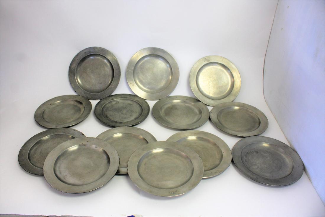 Lot of Antique Pewter Plates(13) (1 of 6)
