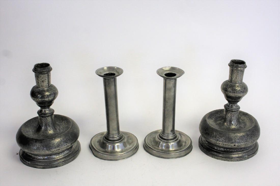 Two(2) Pair of Antique Pewter Candlesticks (1 of 4)
