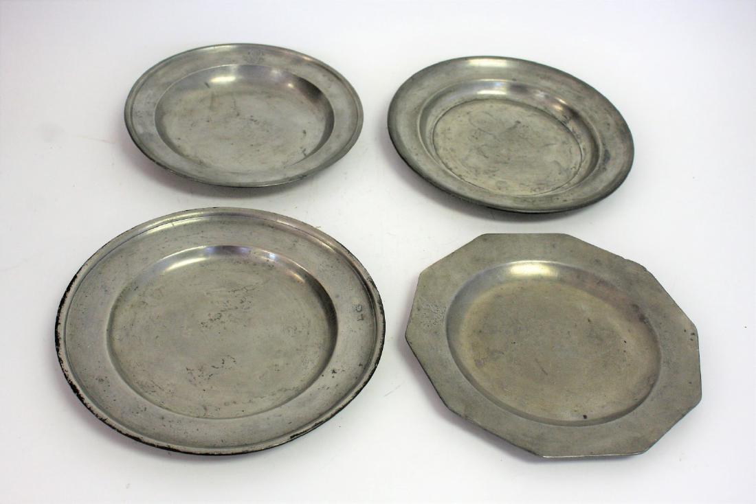 Four(4) Miscellaneous Antique Pewter Plates (1 of 5)