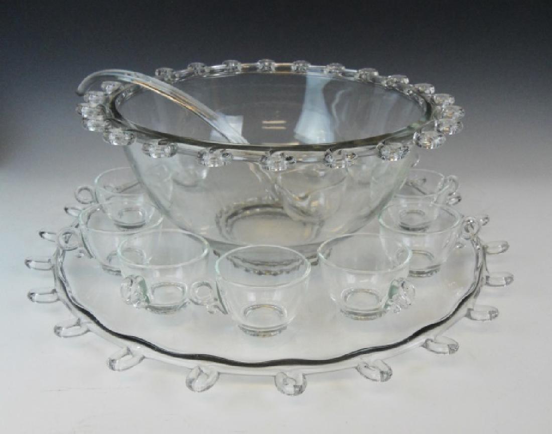 Blown Glass Punch Bowl Set, Heisey Lariat (13pc)