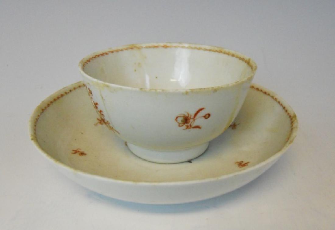 18th C. Porcelain Cup, Bowl, John Adams Provenance: 18th C. porcelain cup and bowl with hand painted floral decoration. Bowl with old label affixed reads: "This cup and saucer belonged to John Adams Given to Helen H. Glass Dec. 25th 1897 by Moses (ille