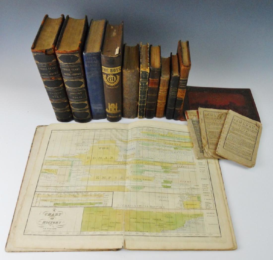 Collection of Antiquarian Books (14pc): Collection of antiquarian books: (1) "The Boys of 61: or, Four Years of Fighting. . ." By Charles Carleton Coffin (Boston: Published by Estes and Lauriat. 1882). Quarto, Cloth, 558 pages, (1) "Our Pol