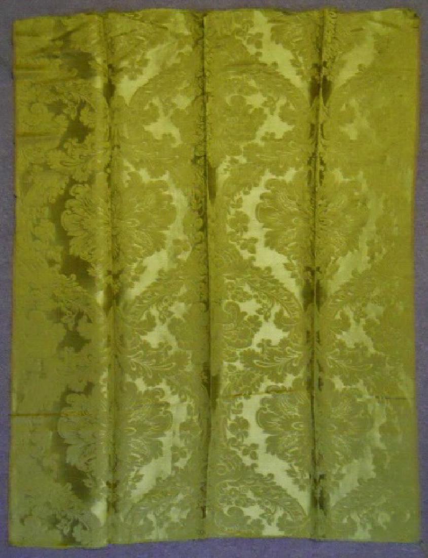 WW2 Trophy Silk Damask Curtain, Berghof Provenance: Silk damask curtain taken as a war trophy in 1945, from Adolf Hitler's Obersalzberg home "The Berghof". Curtain in jade green silk damask with waffle backing. Curtain was "liberated" in 1945 by US Arm