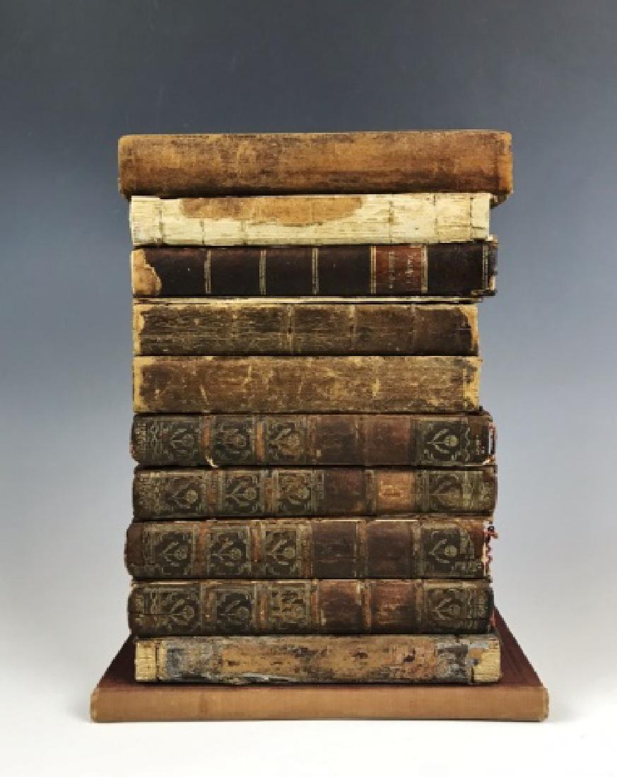 Collection of 18th-19th C. Books, (11pc): The Political Writings of Joel Barlow. A New Edition, Corrected. New York: Printed by Mott and Lyon, 1796. Leather, 18mo, 257pp. Heavy wear and chipping along spine, front flyleaves gone, but text tig