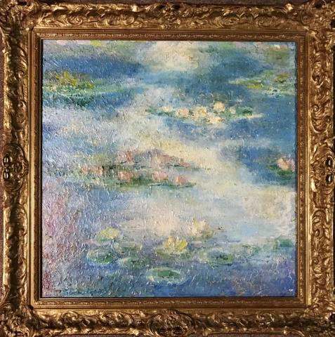 Oil on Canvas, Monet, De Hory: Faithfully hand-painted copy of "Water Lilies" by Claude Monet, reverse signed "De Hory" painted by (Elmyr De Hory, Hungarian 1906-1976) De Horey was a famous art forger who claimed to have painted ov