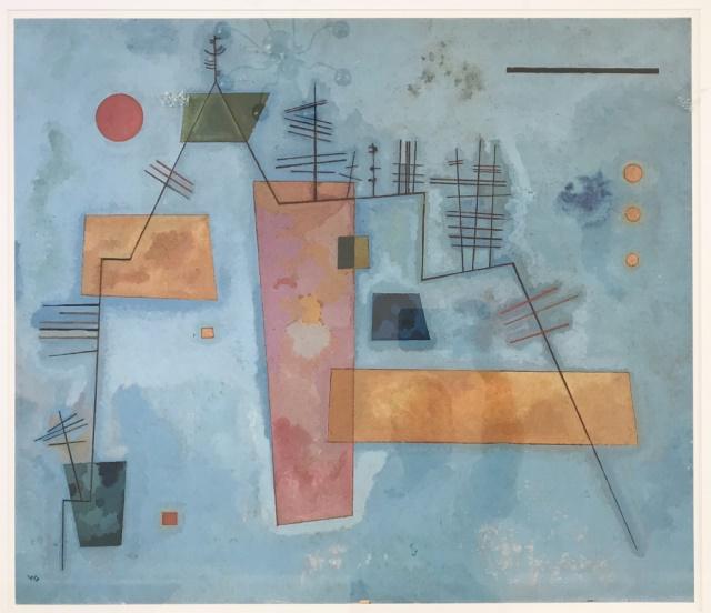 Abstract Print , Kandinsky (Russian 1866-1944): Abstract modernist print by Wassily Wassilyevich Kandinsky (Russian 1866 - 1944) Frame measures: 28.25" H x 31.75" W; image: 21.5" H x 25" W._x000D_