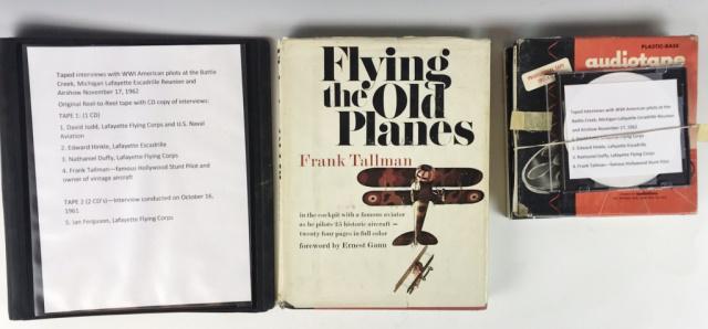 WW1 US Taped interviews with American Pilots (7pc): Original reel-to-reel taped interviews with WW1 American pilots conducted while attending the First Reunion Airshow of the Lafayette Escadrille and Lafayette Flying Corps at W.K. Kellogg Regional Airp