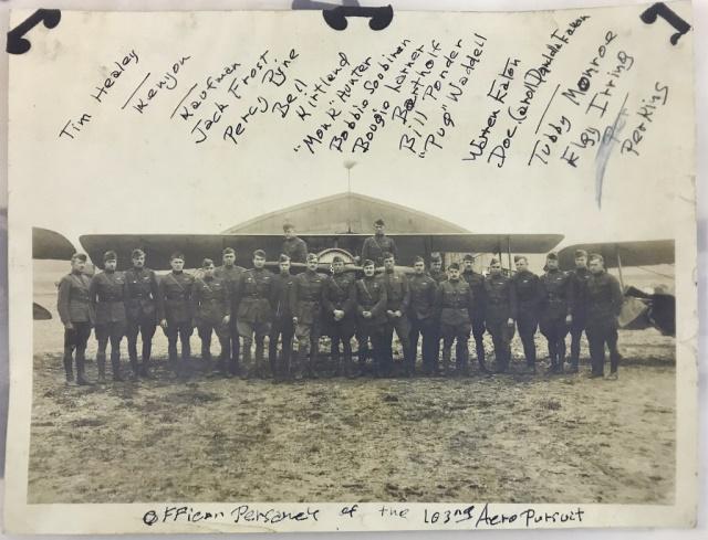 WW1 US 103rd Pursuit Squadron Group (35pc): World War One, US 103rd Aero Pursuit Squadron group (35pc). The 103rd Pursuit Squadron replaced the famous Lafayette Escadrille, which was disbanded in January 1918 now that the US had entered the War