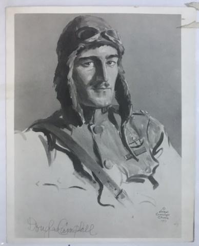 WW1 US Ace Douglas Campbell Group (35pc): World War One, US 94th Aero Squadron Ace Douglas Campbell group (35pc). This group includes: (1) 8x10 b/w copy photo of the Joseph Chase 1919 portrait of Campbell; (1) Typed note to USAF historian Roy