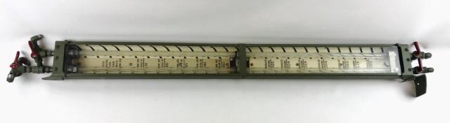 WW2 USAAF B24 Bomb Bay Fuel Gauge and Level: World War Two, US Army Air Forces B-24 Liberator bomb bay fuel gauge and level. Steel body with measured glass tubes and valve controls. Excellent condition with small crack in outer glass. Measures: 