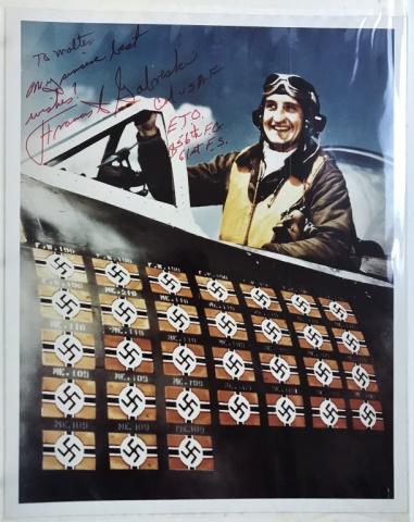 WW2 US Fighter Ace, Francis Gabreski (25pc): WW2 US Fighter Ace Francis "Gabby" Gabreski (24pc). including (3) autographed letters written by Gabreski to Dr. Walter Powell between 1980-1984; (2) inscribed photos; (1) b/w 8 1/2" photo of Gabreski
