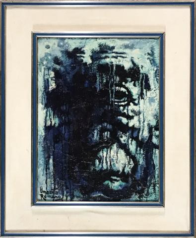 Painting Oil on Canvas, (Umberto Romano 1905-1984): Modernist portrait, oil on canvas, signed lower right corner, "Umberto Romano", (Umberto Romano, American, 1905-1984). Painting set in metal and canvas frame, measures: 23" H x 19" W