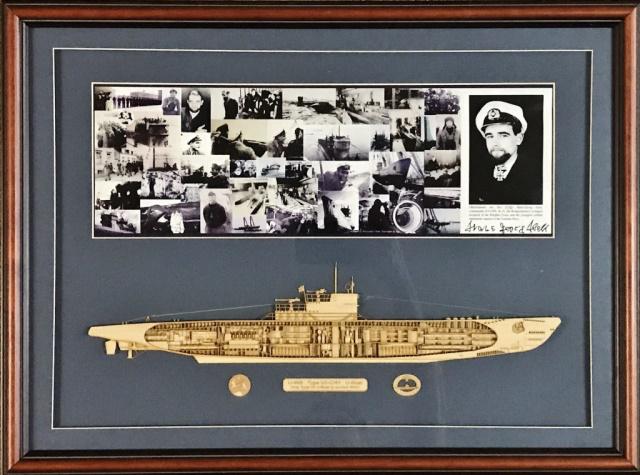 WW2 German U-995 Commander Hans-Georg Hess: WW2 German U-995 Commander Hans-Georg Hess: (1) Large framed and matted photo montage of the career of U-995 commander Hans-Georg Hess, also featuring a raised cross section relief of the Type VII-C/4