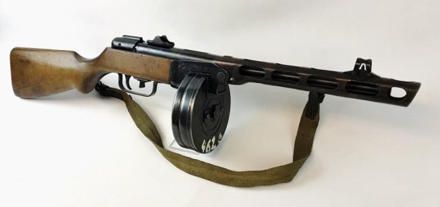 WW2 Russian PPsh-41 Submachine Gun, INERT: World War Two Russian PPsh-41 Submachine Gun. Dummy non-functioning cast receiver, original wood stock, trigger assembly, magazine, but and sling. Stock and trigger assembly matching "BD 3738". Good c