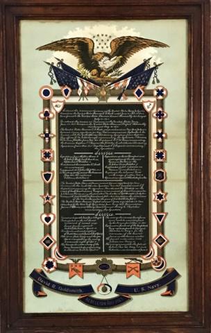 Civil War W.C. Strickler Union Navy Record: Civil War: W.C. Strickler Union Navy Record (1) Framed under glass Naval Service Record for Able Seaman David R. Goldsmith (1839-1920) of Smithfield, Rhode Island, who served on board three Union ship