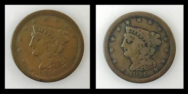 1851 P Coronet Head Half Cent, VG - F (2pc) (1 of 5)