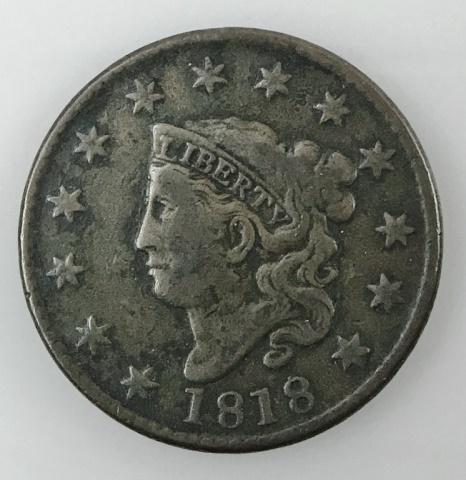 1818 P Coronet Head Large Cent,  F (1 of 2)