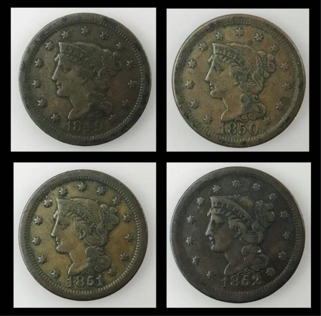 1849-1852  Coronet Head Large Cent VG-VF, (4pc) (1 of 9)