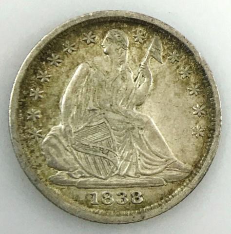 1838 P Seated Liberty Half Dime, AU (1 of 2)