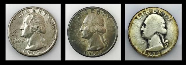1932 P, D Washington Quarters,VG-AU (3pc) (1 of 7)