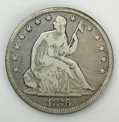 1876 CC Seated Liberty Half Dollar, F (1 of 2)