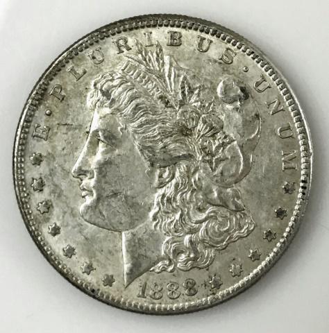 1888 S Morgan Silver Dollar, AU (1 of 2)
