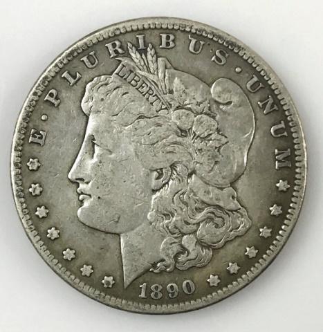 1890 CC Morgan Silver Dollar, F - VF (1 of 2)