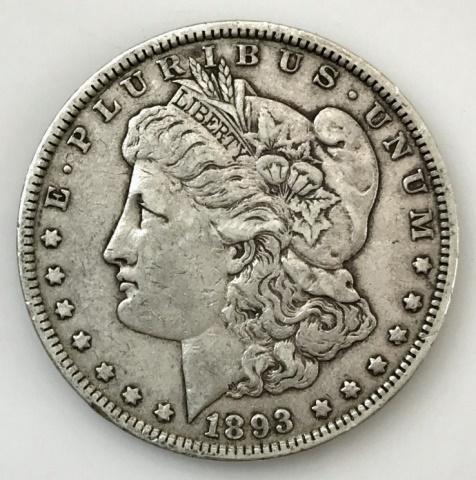 1893 P Morgan Silver Dollar,  XF (1 of 2)