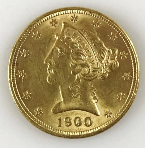 1900 P $5 Liberty Head Gold Coin, BU (1 of 2)