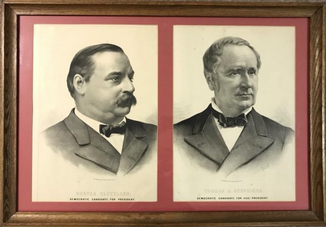 Grover Cleveland Campaign Poster 1884: 1884 Grover Cleveland Campaign Poster. Campaign poster titled "Grover Cleveland, Democratic Candidate for President" and "Thomas A. Hendricks, Democratic Candidate for Vice-President." Poster publishe