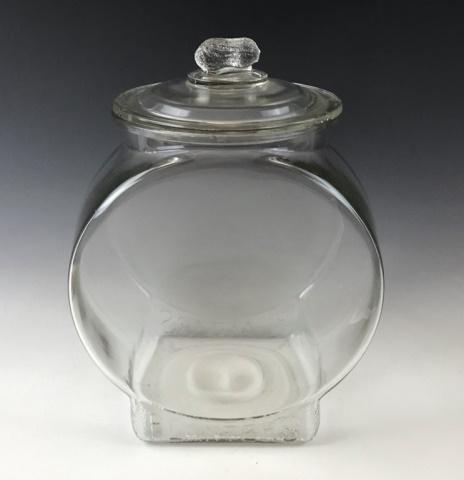 Antique Country Store Peanut Jar, Planters: Antique Country Store Counter Top Peanut Jar, "PLANTER'S" Glass jar with peanut finial top. Good condition, edge roughage to top, measures: 13" H x 9.5" W x 7" D.