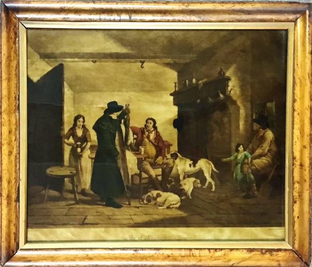 19th C. Print, Inside of a Country Ale House: 19th C. Print, titled "Inside of a Country Ale House". Print is set in period wooden frame, measures: 21" H x 25" W, Image: 16.5" H x 20" W.