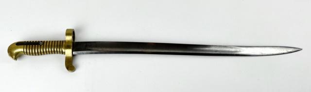 Civil War Remington Zouave Rifle Sword Bayonet: Civil War Remington Zouave Rifle Sword Bayonet. Single fullered bright steel blade marked "H" at ricasso. Cast brass hilt with "B.H." inspection stamp and spring release button. Excellent condition wi