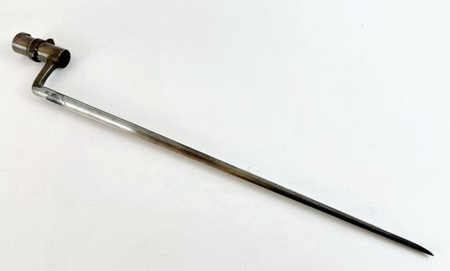 Civil War US Springfield Socket Bayonet: Civil War U.S. Springfield Model 1855 Socket Bayonet. Bright steel fullered blade marked "US" with ring and socket to fit .58 Caliber musket. Excellent condition as issued, measures: 21" L