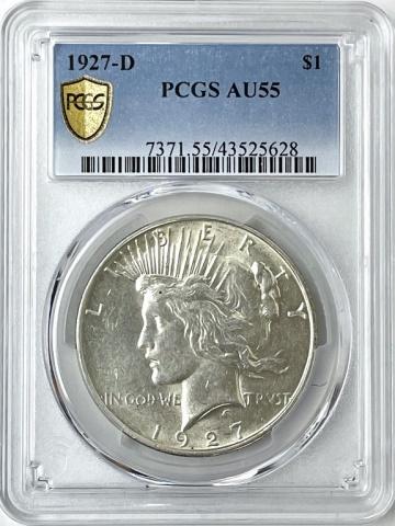 1927 D Peace Silver Dollar, PCGS AU55 (1 of 4)
