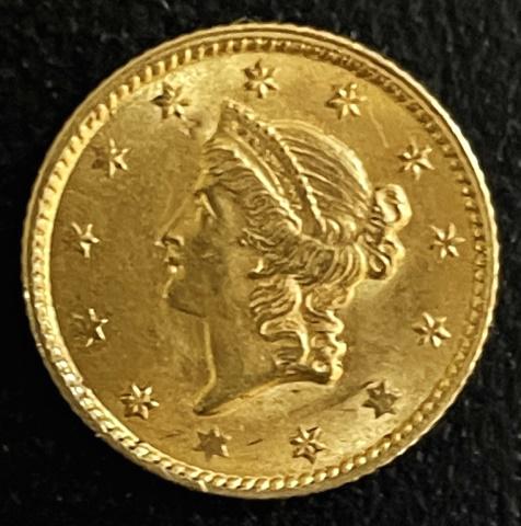 1853 Liberty Head Gold Dollar, AU/BU (1 of 2)
