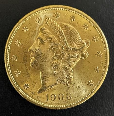 1906 S Liberty Head $20.00 Gold Coin, BU (1 of 2)