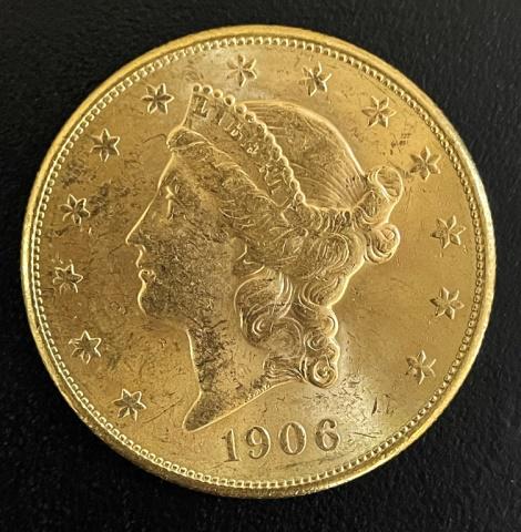 1906 S Liberty Head $20.00 Gold Coin, BU (1 of 2)