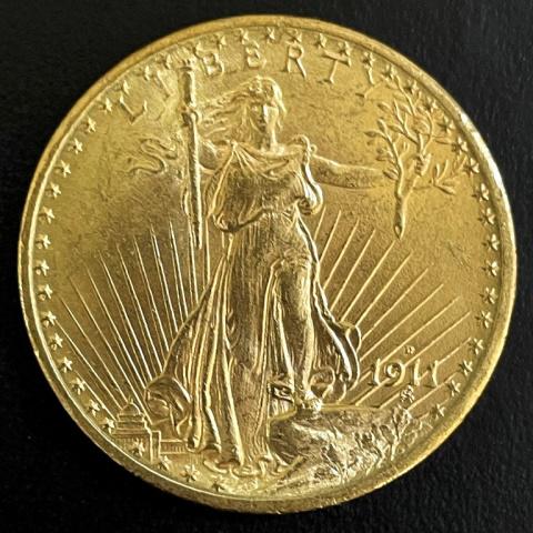 1911 D Saint Gaudens $20.00 Gold Coin, BU (1 of 2)