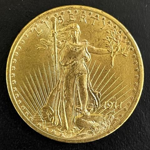 1911 S Saint Gaudens $20.00 Gold Coin, BU (1 of 2)