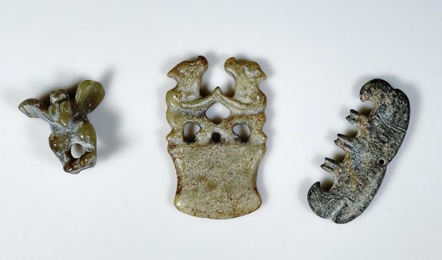 Chinese Neolithic Carved Jade Pendants (3pc) (1 of 7)
