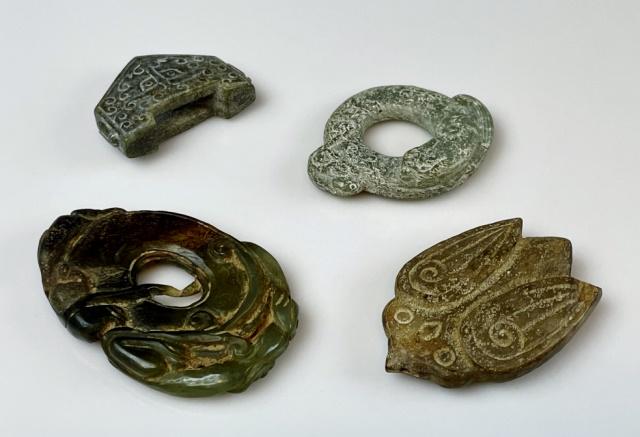 Chinese Han Dynasty Carved Jade Objects (4pc) (1 of 6)