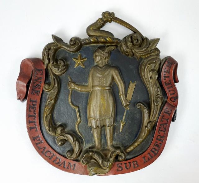Antique Bronze Plaque, Massachusetts Seal (1 of 5)