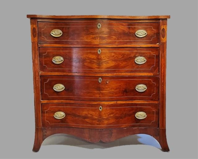 19th C.  American Federal Serpentine Chest (1 of 6)