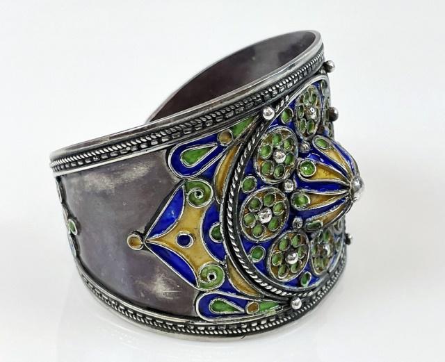 Antique Silver Enamel Cuff Bracelet (1 of 3)